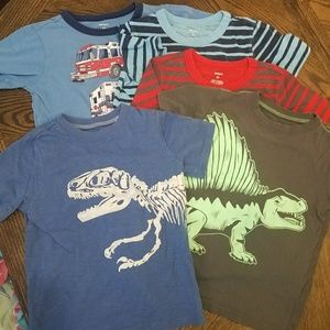 Carter's 5T Lot of 5 T-shirts Dinosaur Firetruck